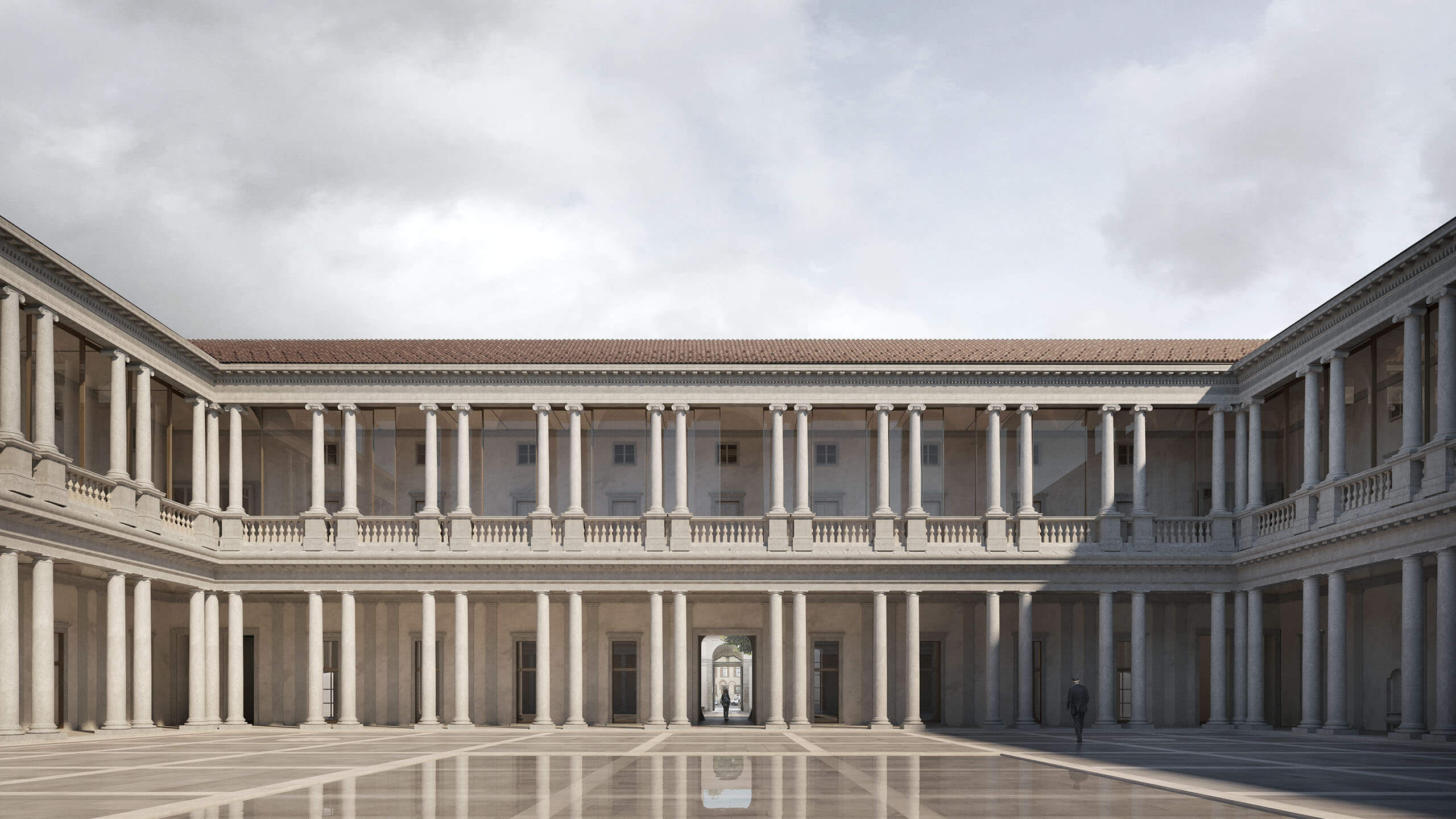 The colonnaded courtyard at Portrait Milano