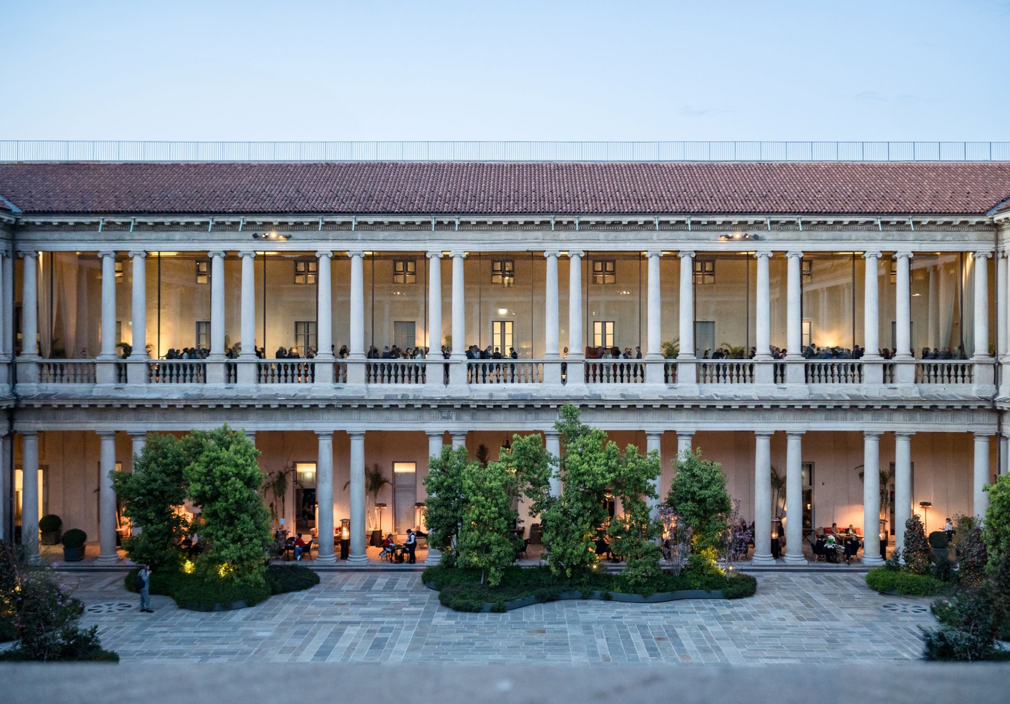 The colonnaded courtyard at Portrait Milano