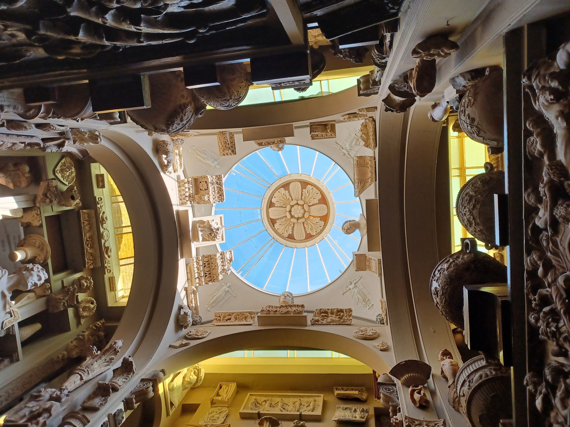 Looking up into a domed lantern at Sir John Soane's Museum, Lincoln's Inn Fields