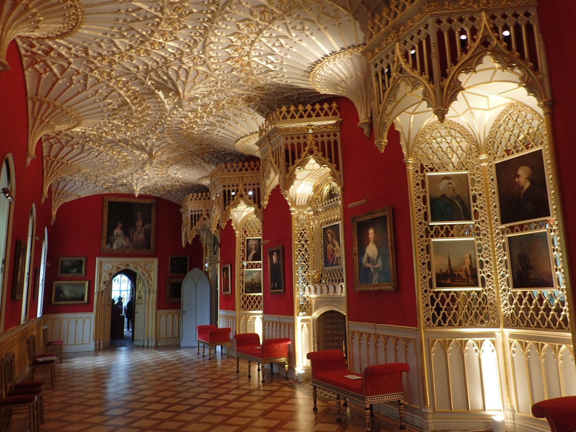The Gallery at Strawberry Hill House, Twickenham, with its gilded fan-vaulted ceiling