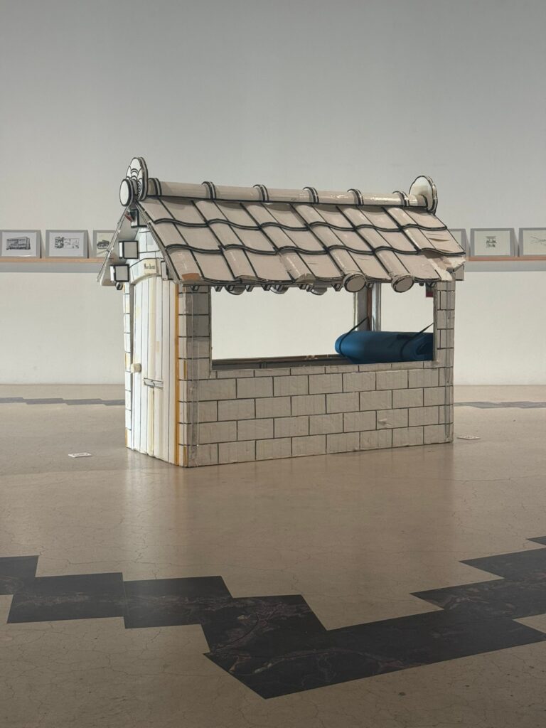 Kei Murakami’s small styrofoam house displayed in a gallery at the 21st Century Museum of Contemporary Art, Kanazawa